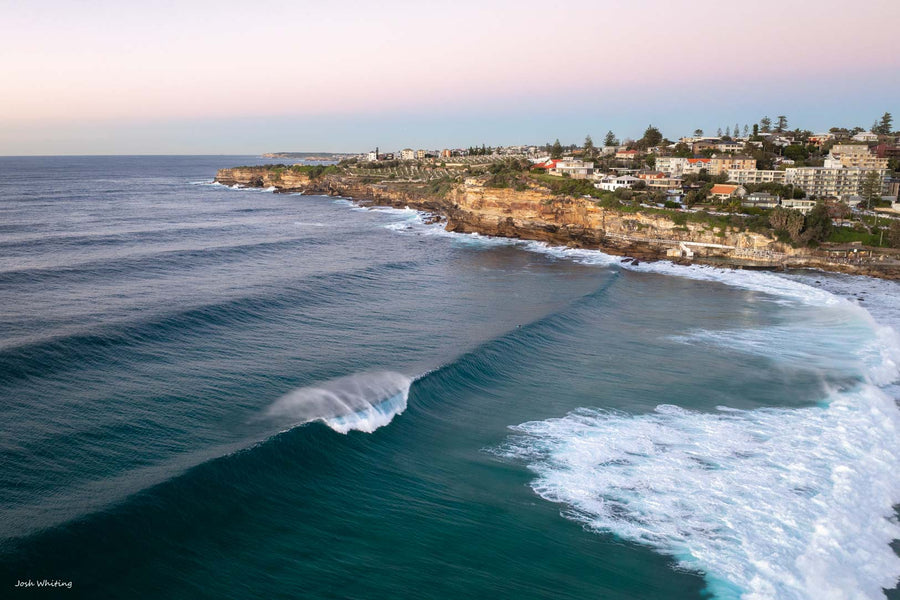 Original coastal photography print, sunrise over Bronte Beach, Sydney eastern suburbs