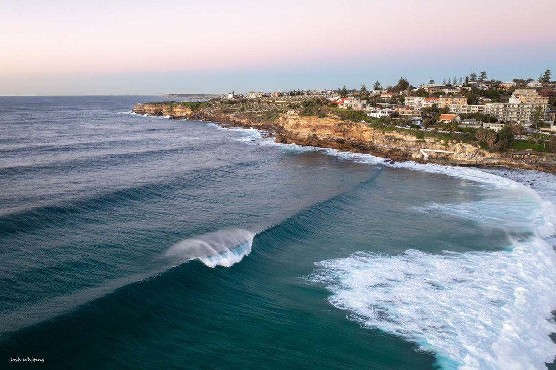 Original coastal photography print, sunrise over Bronte Beach, Sydney eastern suburbs