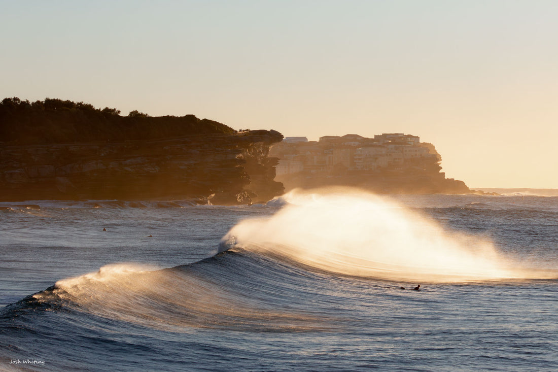 Original coastal photography print, surf breaking at Bronte Beach, Sydney eastern suburbs