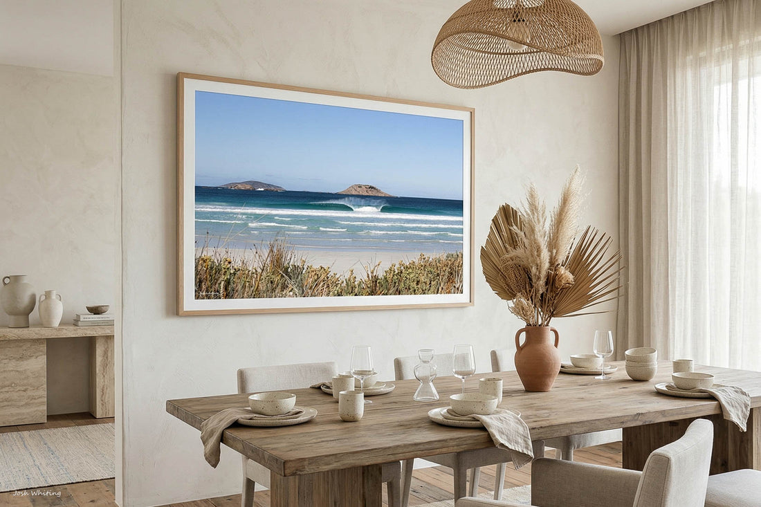 Right hand beach break Esperance Western Australia - surf photography print - oak framed print - dining room wall art - coastal wall art - beach break photography - Josh Whiting Photos