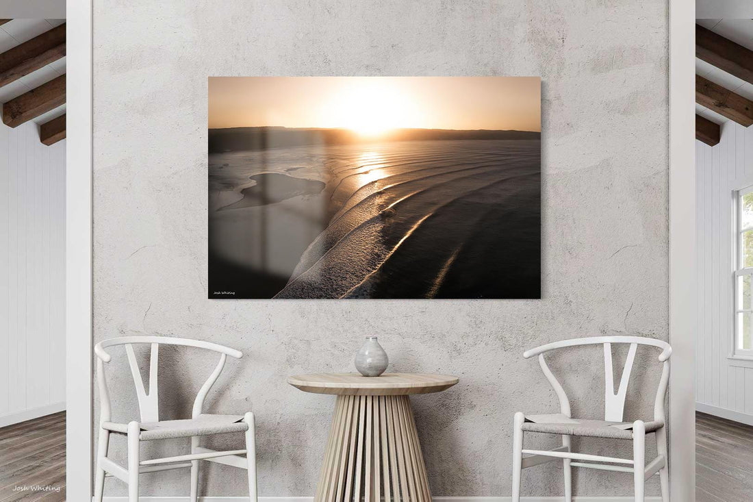 High gloss, frameless acrylic print of the point break at Double Island Point, vivid colour for a modern coastal wall