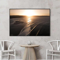 This black floating frame canvas print of Rainbow Beach surf makes a striking, contemporary statement piece