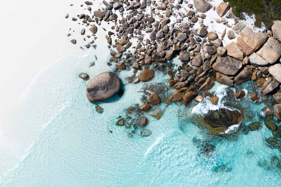 Original coastal photography print, white sand dunes and clear blue water at Duke of Orleans Bay, Esperance WA