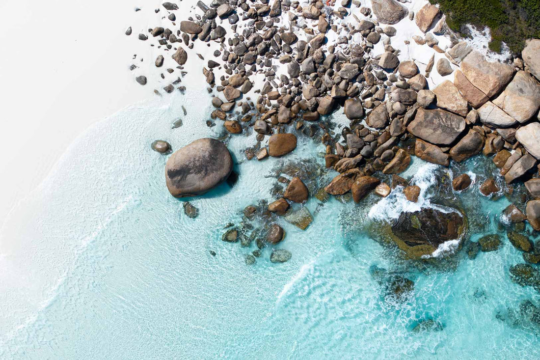 Original coastal photography print, white sand dunes and clear blue water at Duke of Orleans Bay, Esperance WA