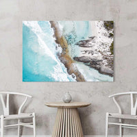 Eleven Mile Beach acrylic wall art featuring turquoise ocean and white sand, premium coastal prints Australia