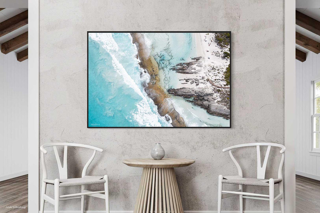 Black floating frame canvas of Esperance coastal photography, Western Australia coastal wall art print