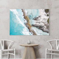 White floating frame canvas of Eleven Mile Beach, Australian coastal wall art and ocean photography print