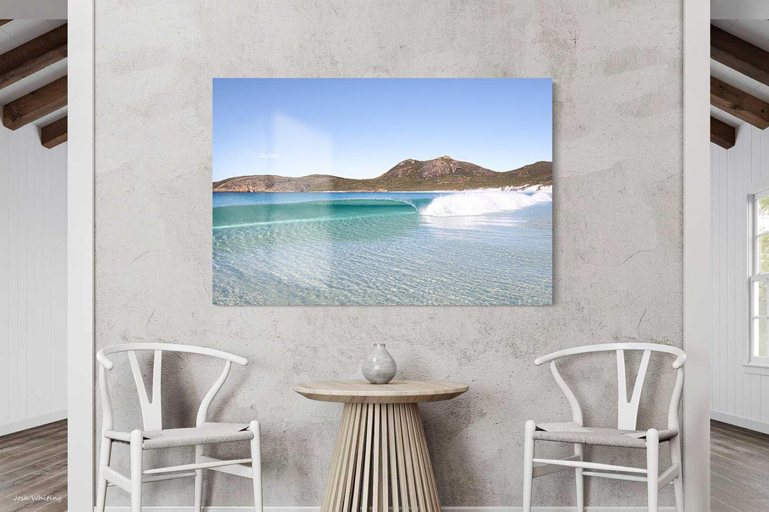 Frameless acrylic print, glossy premium wall art of Hellfire Bay's turquoise water — Cape Le Grand National Park WA