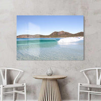 Frameless acrylic print, glossy premium wall art of Hellfire Bay's turquoise water — Cape Le Grand National Park WA