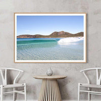 Oak framed photography print from Hellfire Bay, Esperance — granite boulders and white sand, Western Australia coastal wall art