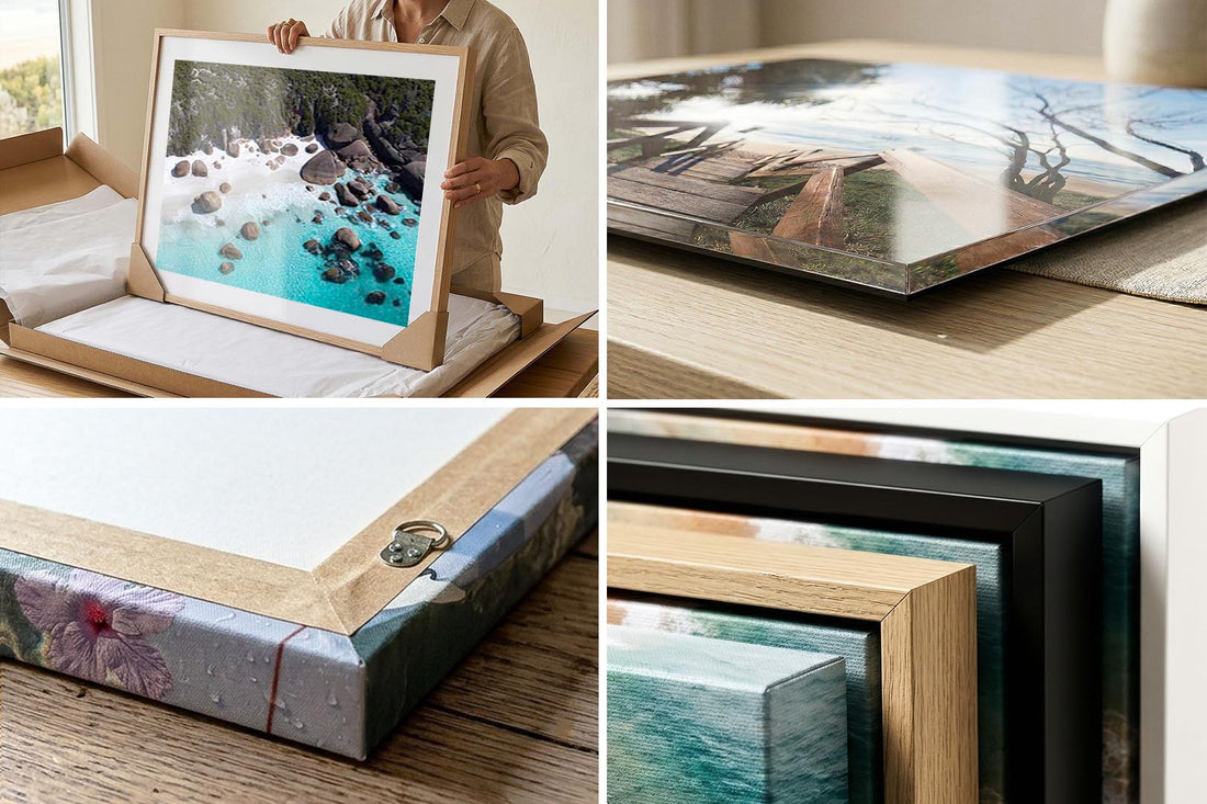 Close up of the archival print quality, framing and packaging used across Josh Whiting Photos coastal wall art