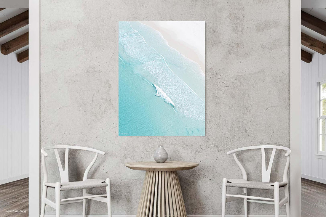 Gallery wrap canvas of the diagonal shoreline in Open Coast, ready to hang Australian coastal photography print