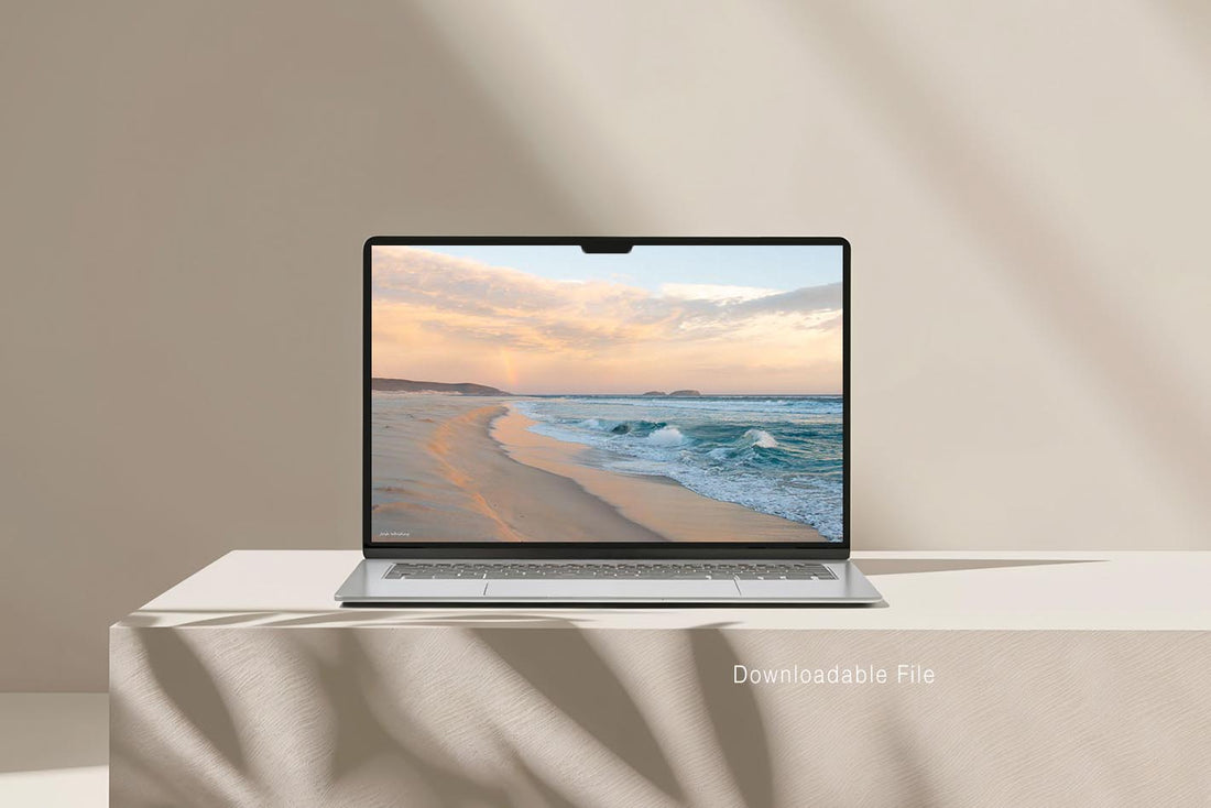 Digital wall art download, printable landscape photography of the Reef Beach rainbow