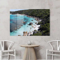 Acrylic aerial photography print, glossy Australian wall art of coastal rock pools