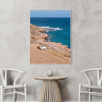 Quobba Station Red Bluff WA - left hand point break photography - white floating frame canvas portrait - ready to hang coastal wall art - beach house wall art Australia - Josh Whiting Photos