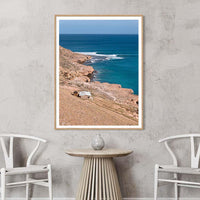Western Australia surf photography print - Red Bluff Quobba left hand wave - oak framed portrait print - extra large coastal wall art - Gascoyne WA photography - framed prints online Australia - Josh Whiting Photos