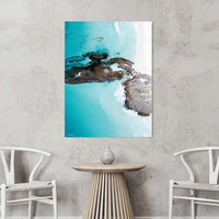 Gallery wrap canvas print, abstract turquoise wall art with movement and texture in the water