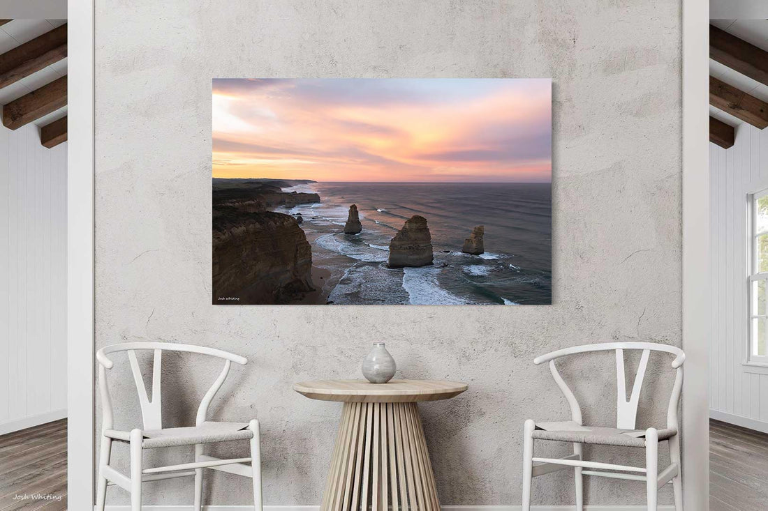 Gallery wrap canvas print of the Twelve Apostles at sunrise, ready to hang wall art from the Great Ocean Road