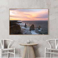 Oak floating frame canvas, Great Ocean Road landscape photography of the Twelve Apostles