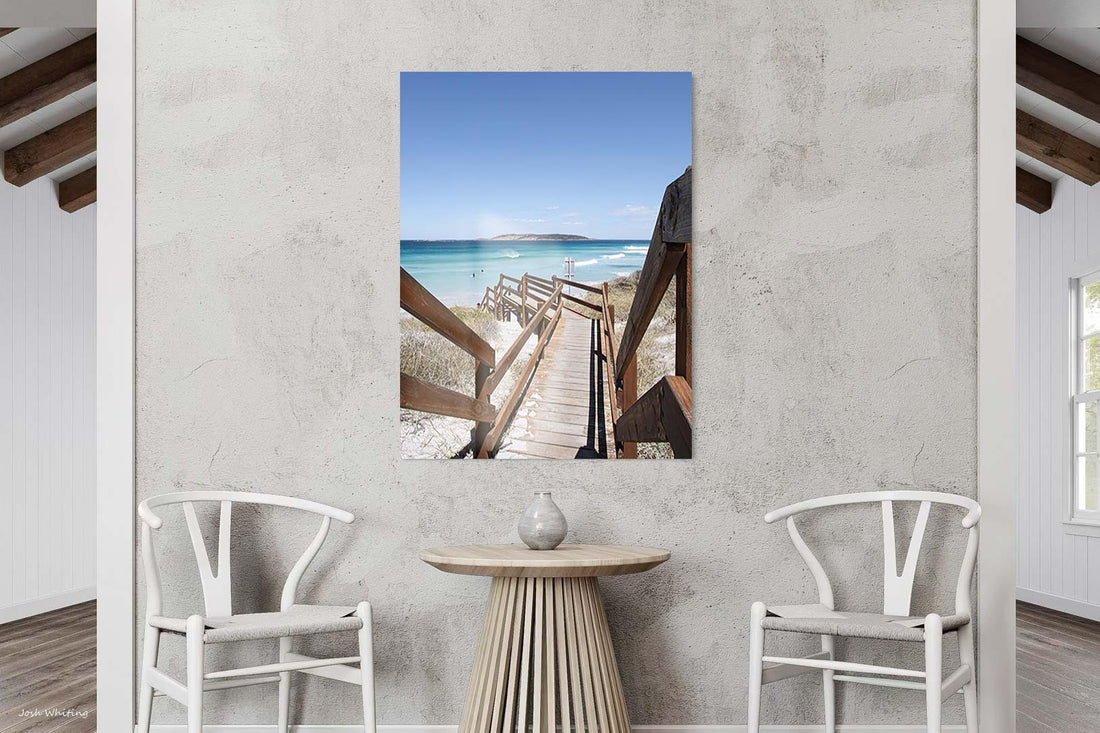 Acrylic beach photography print, glossy Western Australia coastal wall art