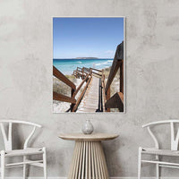 Portrait canvas with a white floating frame, Western Australia beach wall art