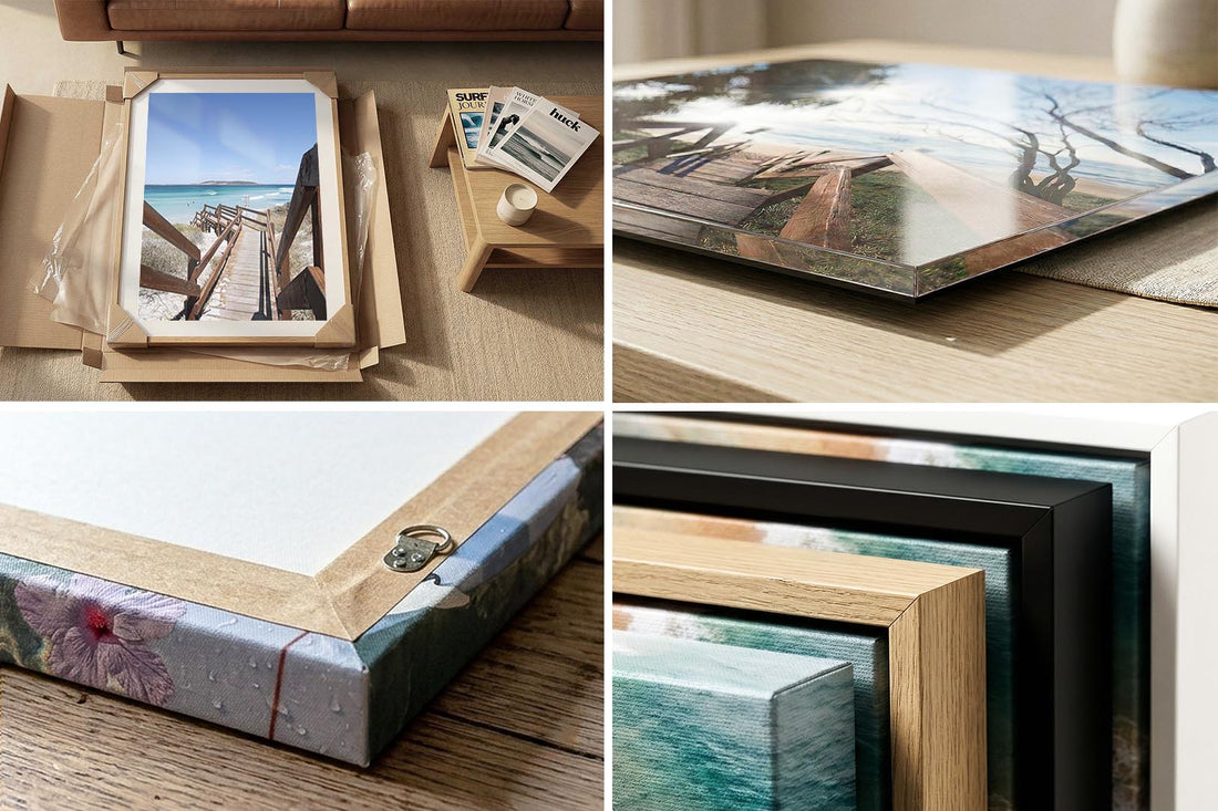 Close-up of premium Western Australia beach photography print and coastal wall art finish