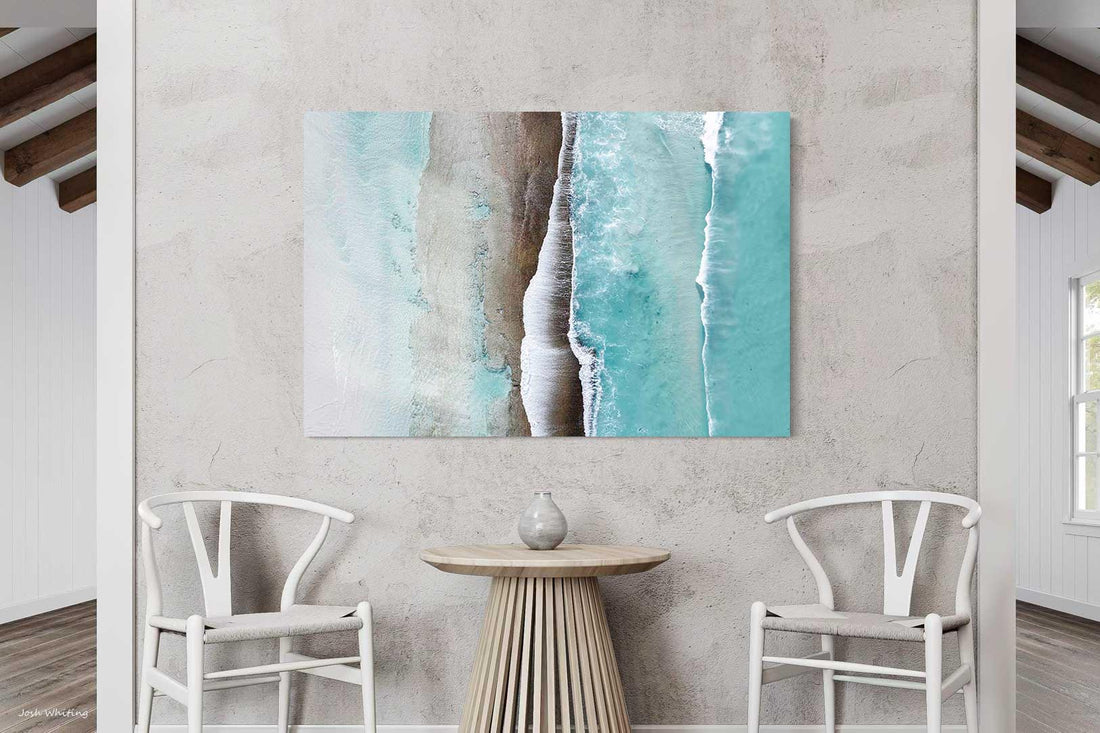 High gloss acrylic print, museum quality finish that makes the turquoise water pop