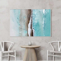 White floating frame canvas, boho beach wall art suited to relaxed coastal interiors