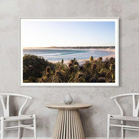 White framed print of Wharton Beach, Esperance wave photography for relaxed coastal interiors