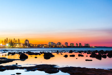 Coastal Décor - Reflections on the water sunset print - alex heads - Alexandra Headland Surf Life Saving Club - Sunshine Coast Photography