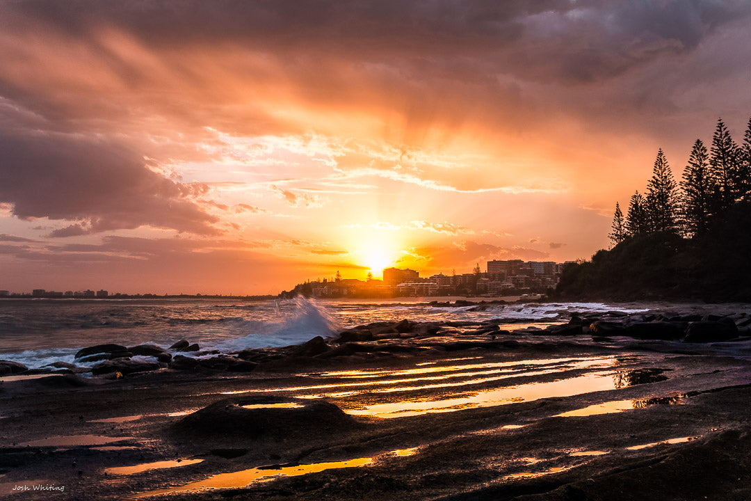 Sunshine Coast Photography - Aerial Prints - Kings Beach Sunset - Josh Whiting Photos